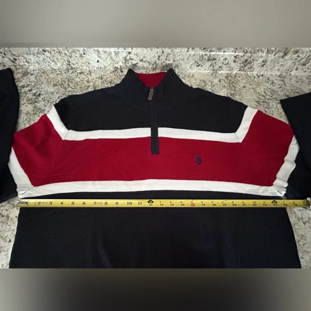 U.S. Polo Association Quarter Zip Colorblock Pullover Sweater Top Size XL NWOT - Picture 10 of 11